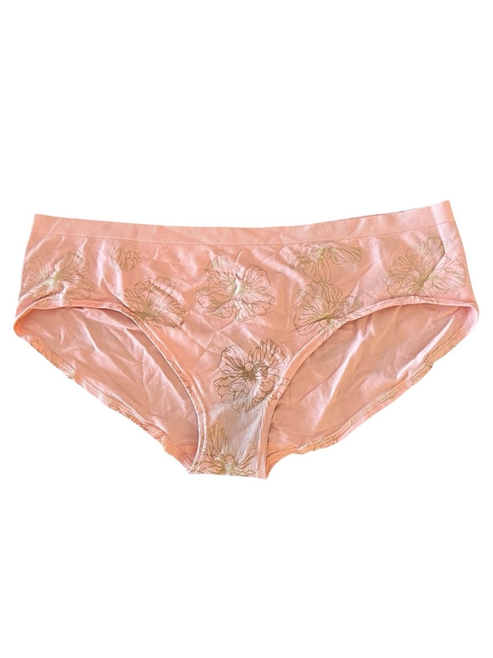 NEW Victoria's Secret Coral Pink Gold Floral Flower Seamless Underwear Pantie XL